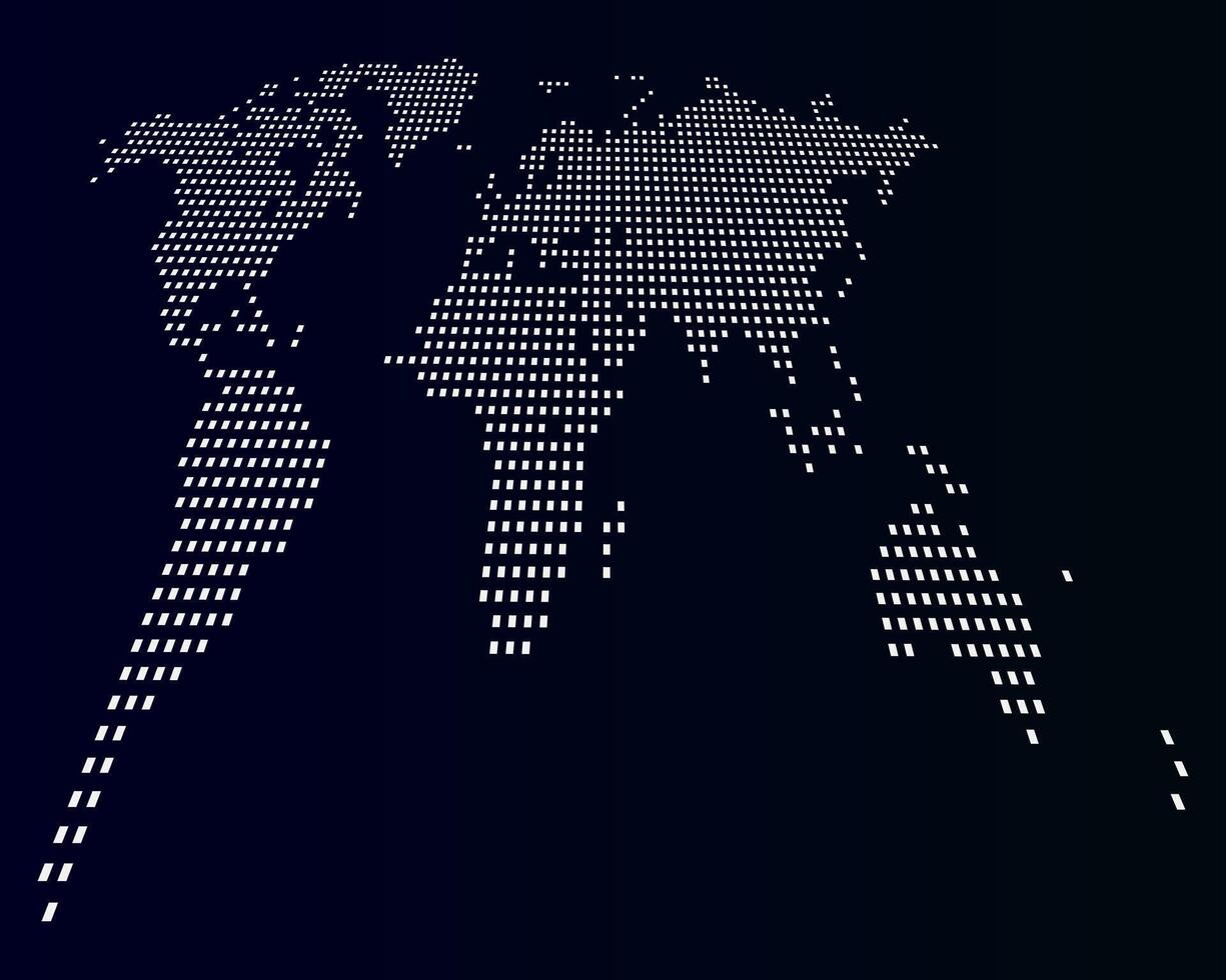 Dotted world map highlighting continents with halftone precision. Dotted world map. Geometric round circle pattern digital global world map vector