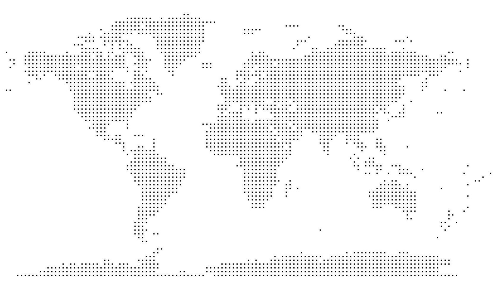 Info graphic ready dotted squire shape world map illustrating continents in a minimalist style. Modern squire shape dotted world map design featuring geometric shapes. Squire shape dotted world map vector