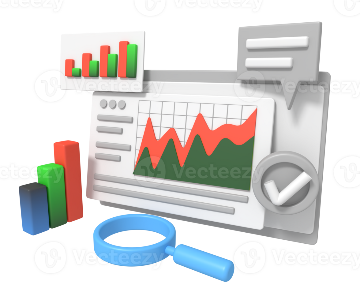 3D Rendering of Data Analytics and Statistics png