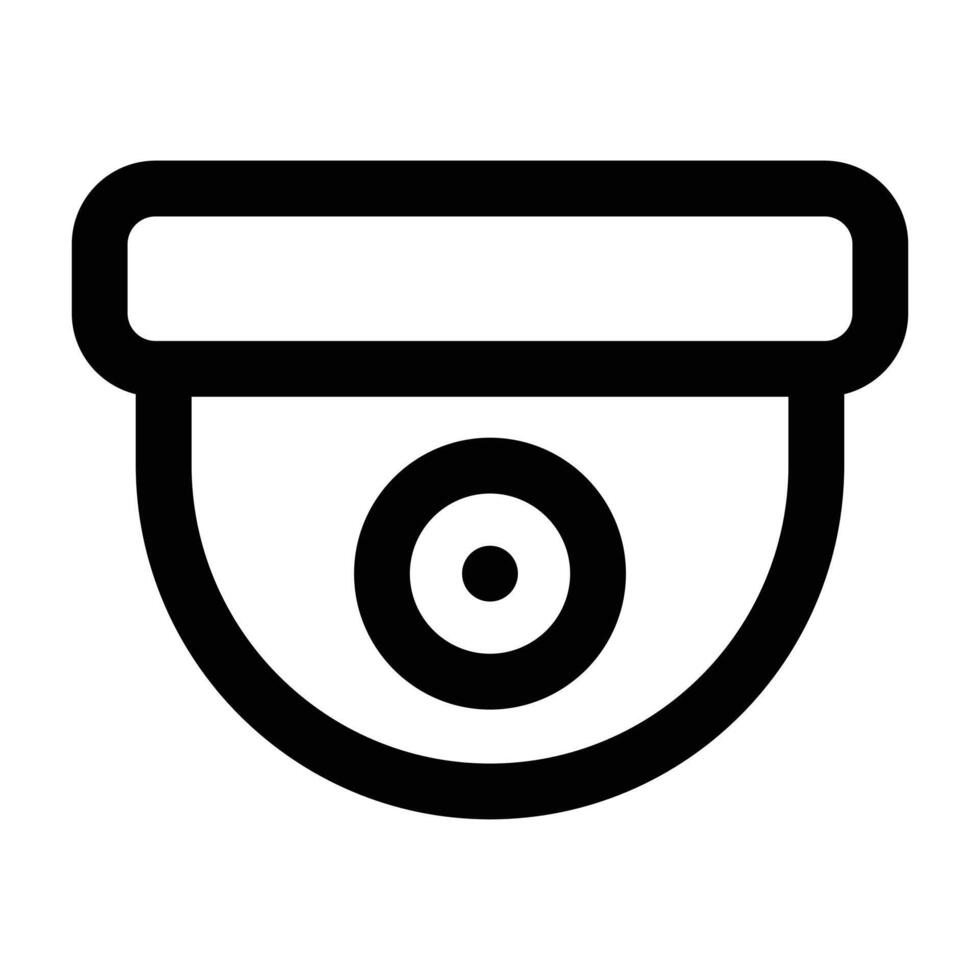 Minimal black CCTV illustration representing monitoring and security. Ideal for safety systems, smart technology visuals, and facility control themes. vector