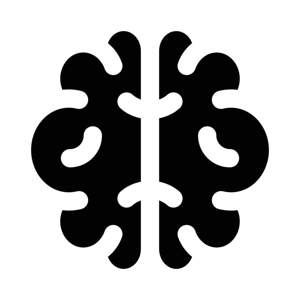 Solid black glyph of a stylized brain, perfect for concepts of creativity, thinking, science, logic, innovation, and cognitive processes. vector