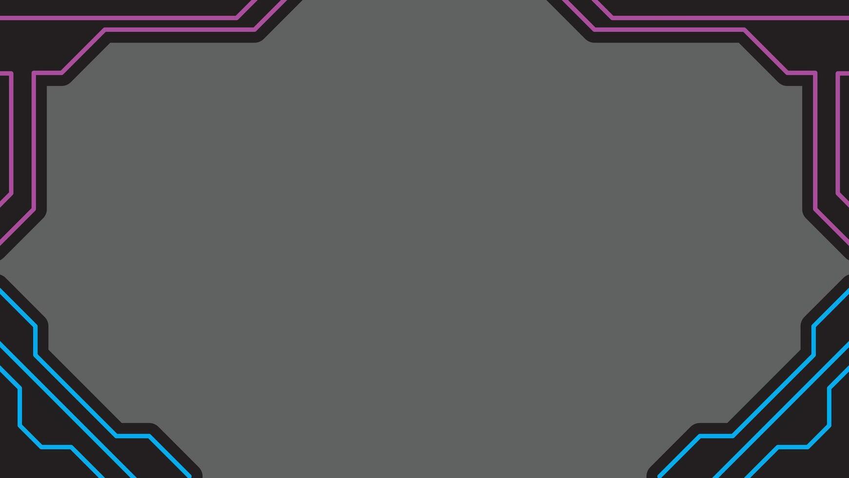Futuristic Neon Frame Digital Interface Background with Pink Blue Circuit Lines and Geometric Tech Shapes for Gaming Overlay Banner and Modern UI Design vector