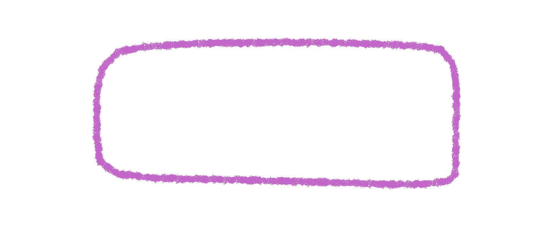 Hand drawn pastel crayon rectangle frame outline in organic style. This border serves as a box banner for text and background in a modern illustration. Graphic element perfect for creative vector