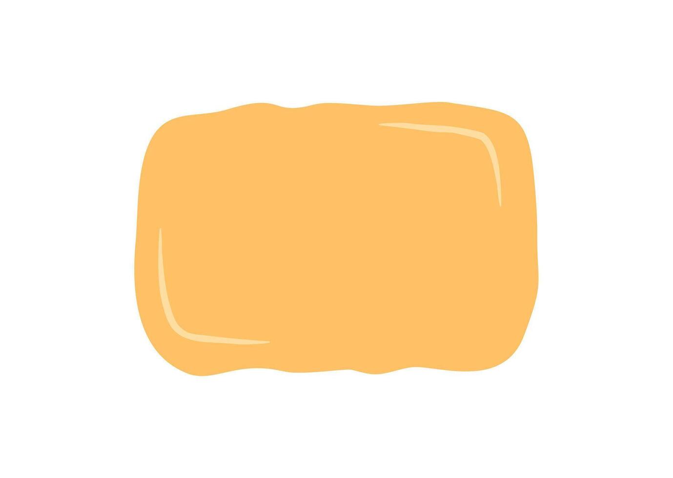 Hand drawn rectangle with squiggle frame as orange sticker badge and playful patch. Organic wavy background and blob with space for text in creative media or modern template. vector