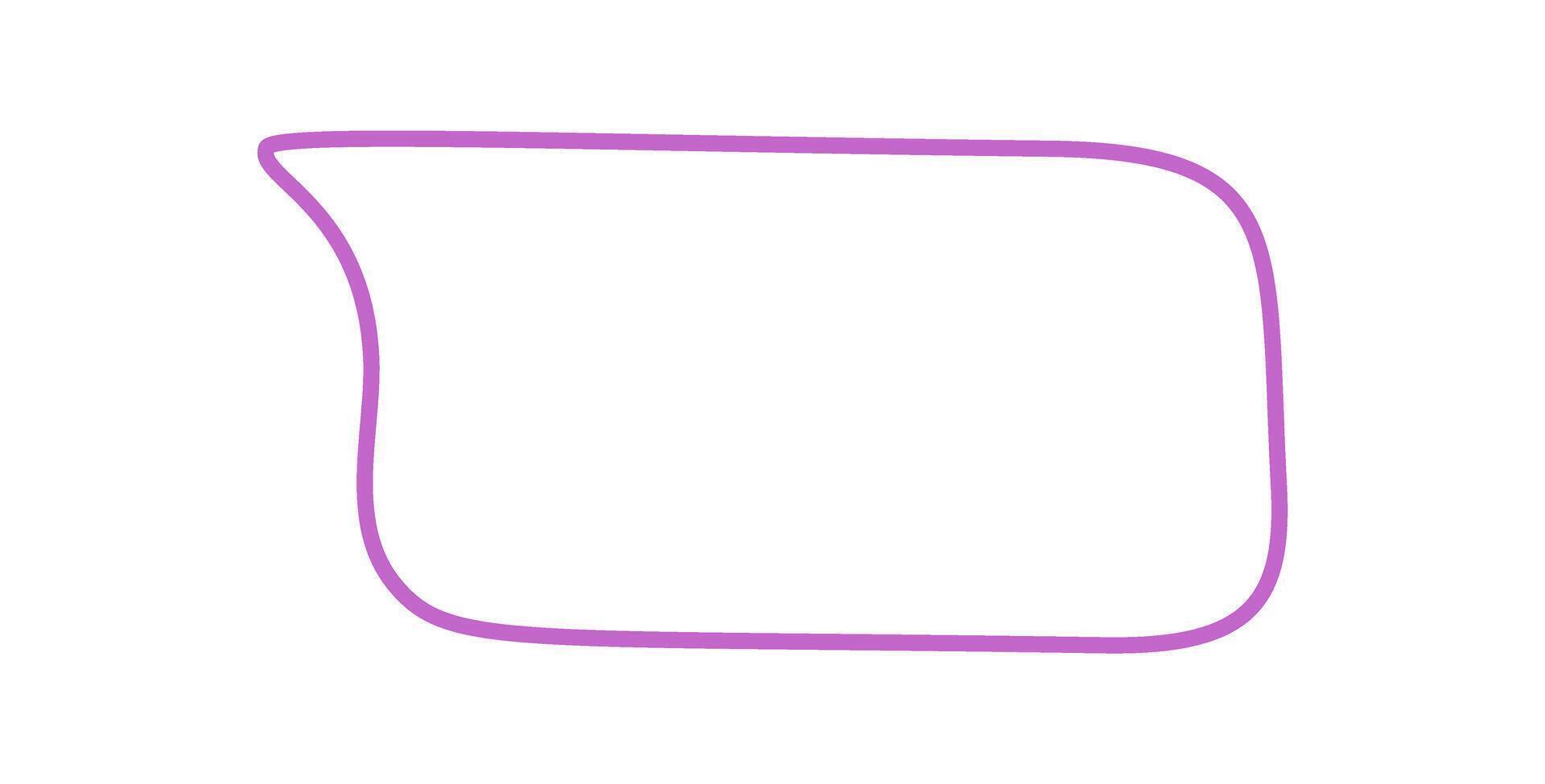 Hand drawn speech bubble box with organic outline style forms a soft rectangle. Talk and chat message concept in round shape, ideal for conversation or comment textbox, modern outline design. vector