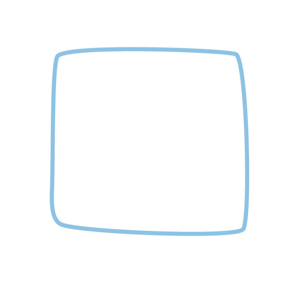 Handdrawn quote box shape with fluid outline in a soft blue background. This speech balloon acts as a conversation and message icon, with an abstract textbox and chat rectangle for modern vector