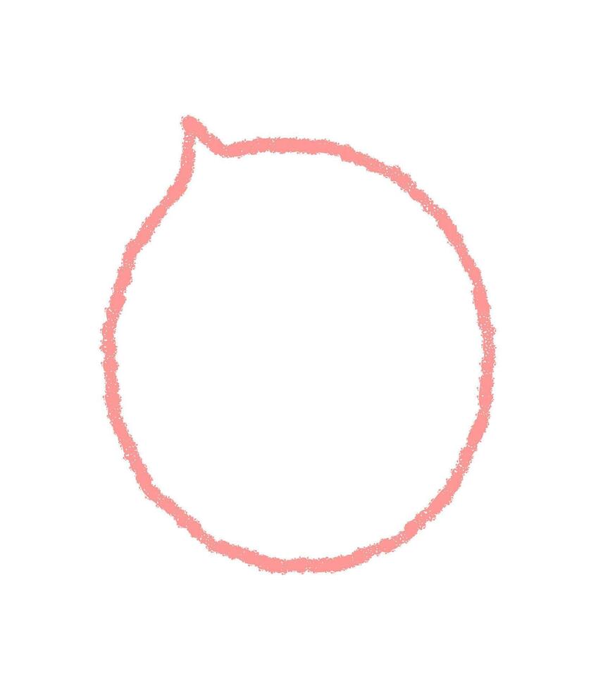Hand drawn speech balloon with chalk contour and round organic circle shape. Dialogue bubble and chat textbox icon as gentle pink graphic. Rectangle form curves add soft message focus, perfect for vector