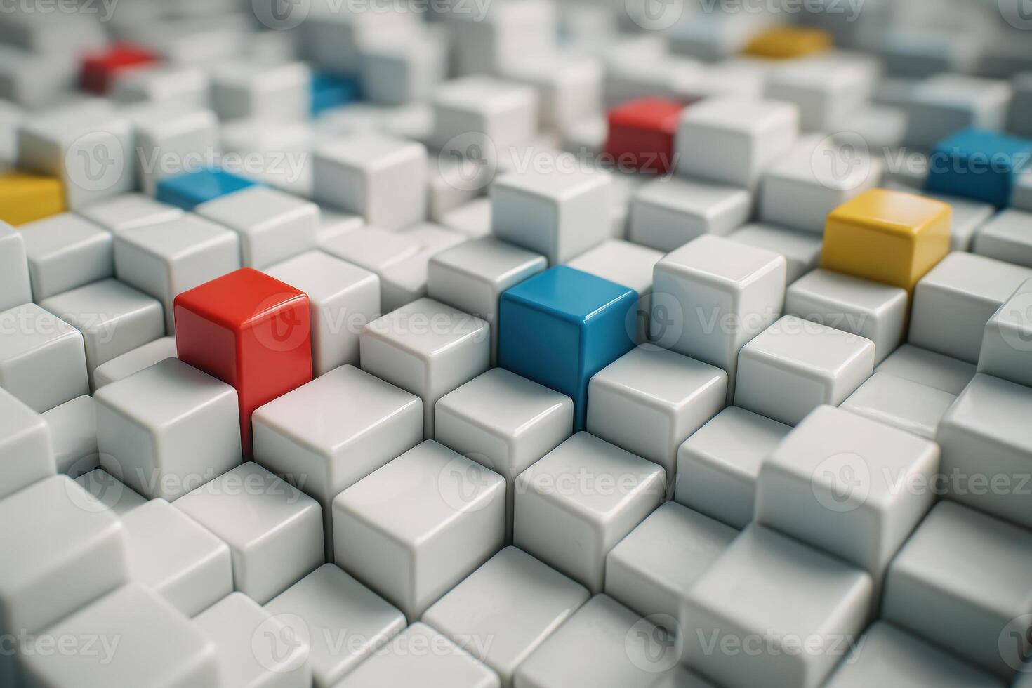 Colorful cubes create a vibrant abstract scene with blocks in various shades and a three-dimensional effect photo