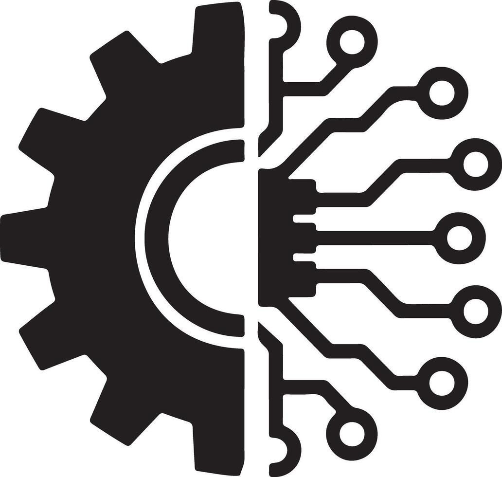 Fusion of mechanical engineering and digital technology icon vector