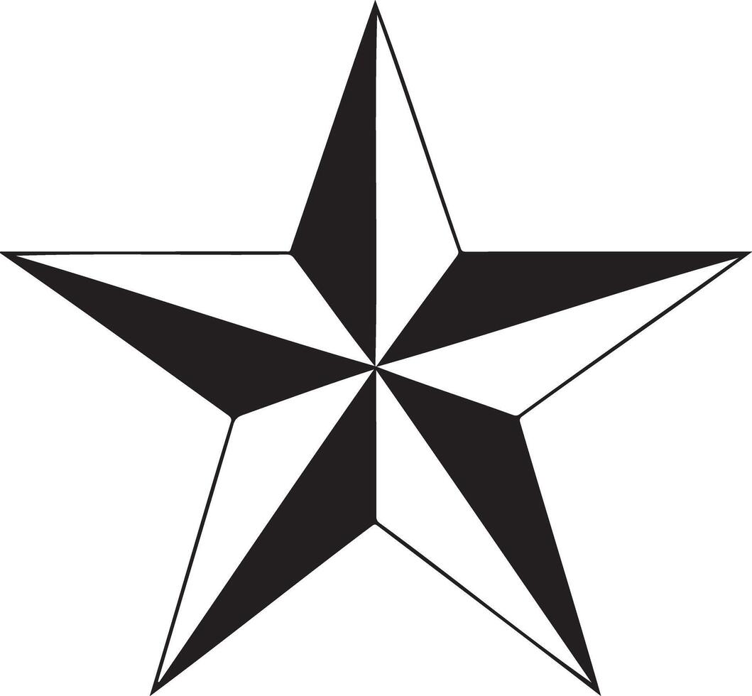 Classic five pointed star with alternating transparent and white sections vector