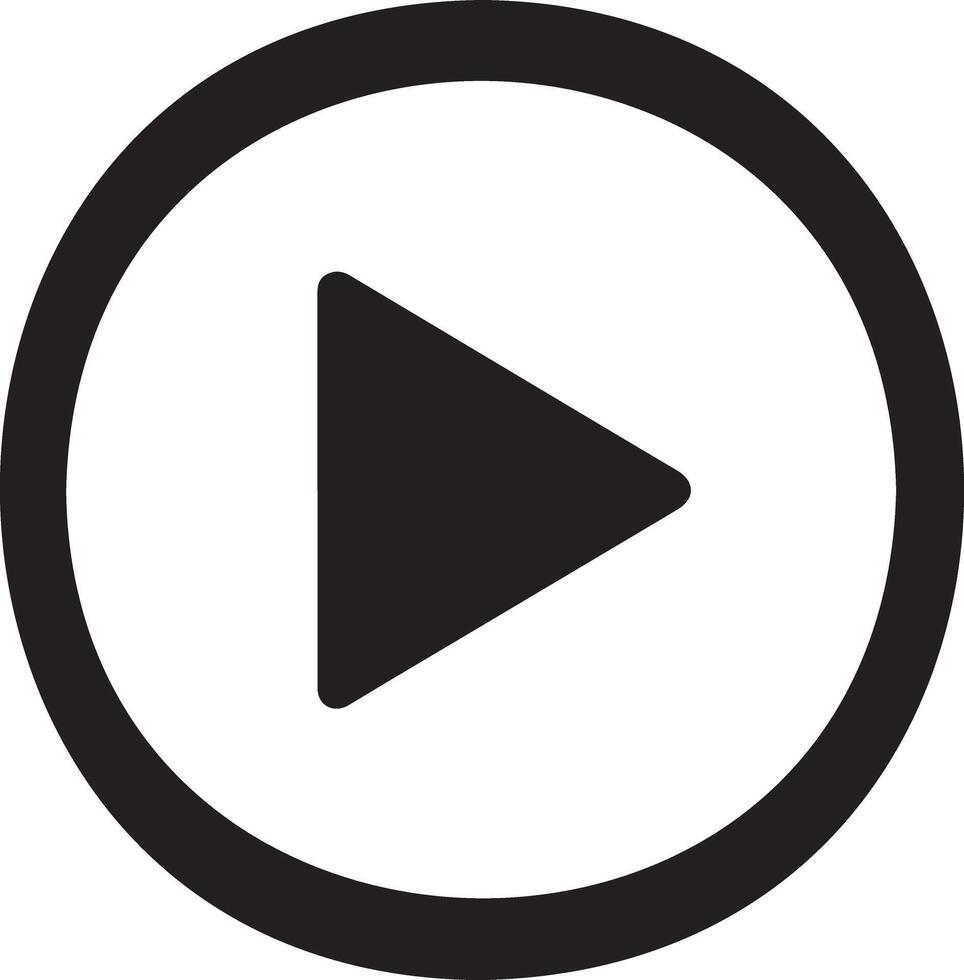 Simple transparent play button icon inside a circle vector