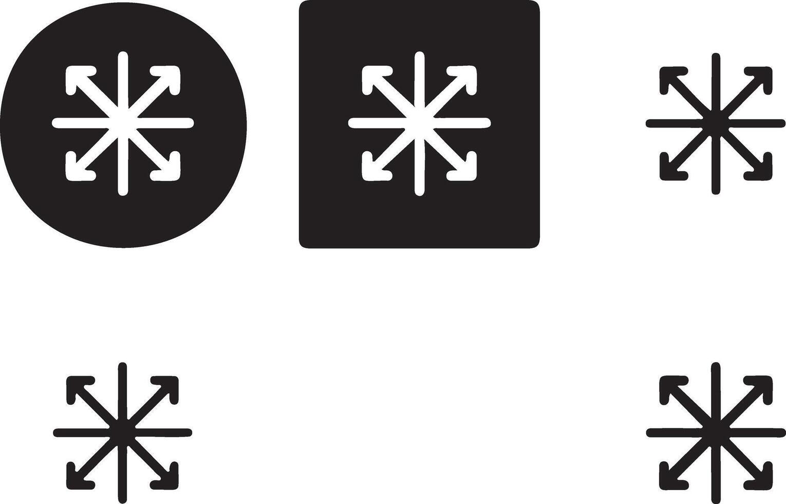 Set of expand and collapse icons in various shapes vector