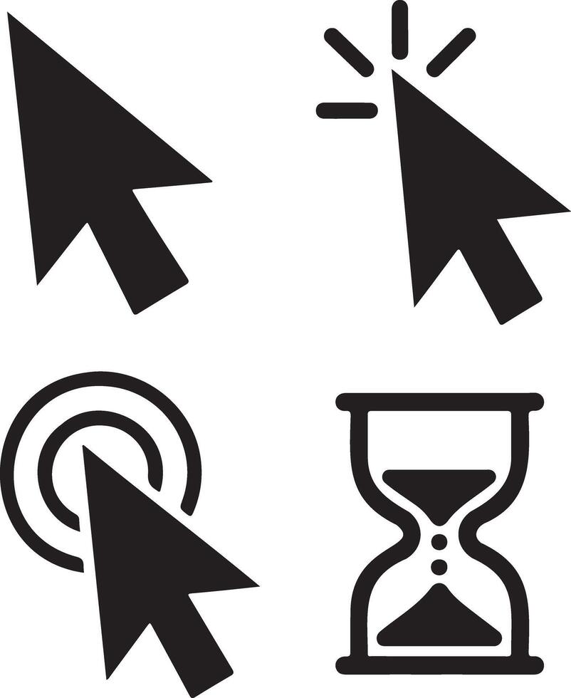Collection of four computer mouse cursor icons vector