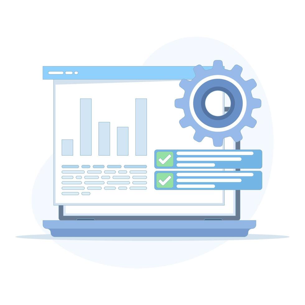 Website KPI metrics , quality improvement icon. Digital analytics dashboard, automation, sales statistics, data management, business performance, modern flat design illustration. vector