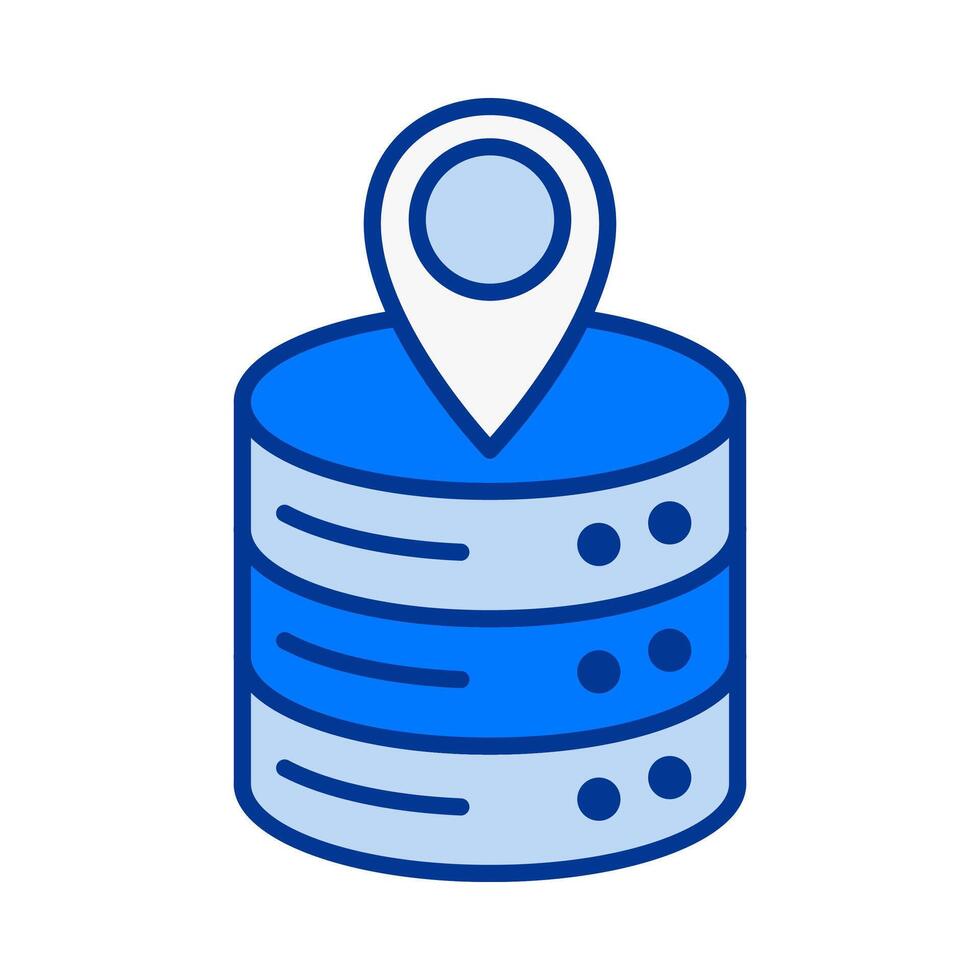 Database Location Pin Icon in Bright Flat Colored Style for Geo Data and Mapping Systems vector