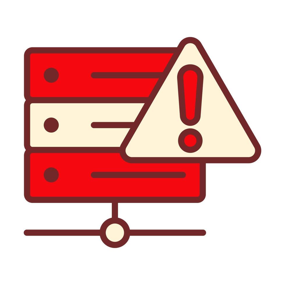 servidor advertencia Insignia en plano de colores estilo para sistema alertas y error notificaciones vector