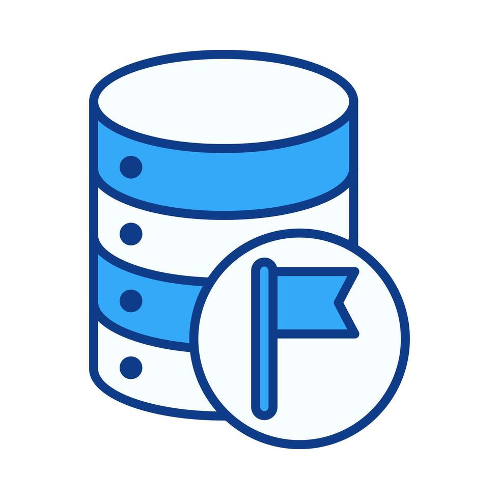 Database Flag Flat Colored Icon for Marked and Priority Data vector