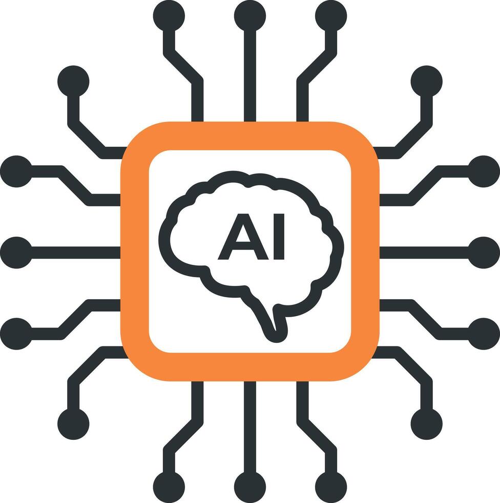 artificial inteligencia UPC chip icono vector