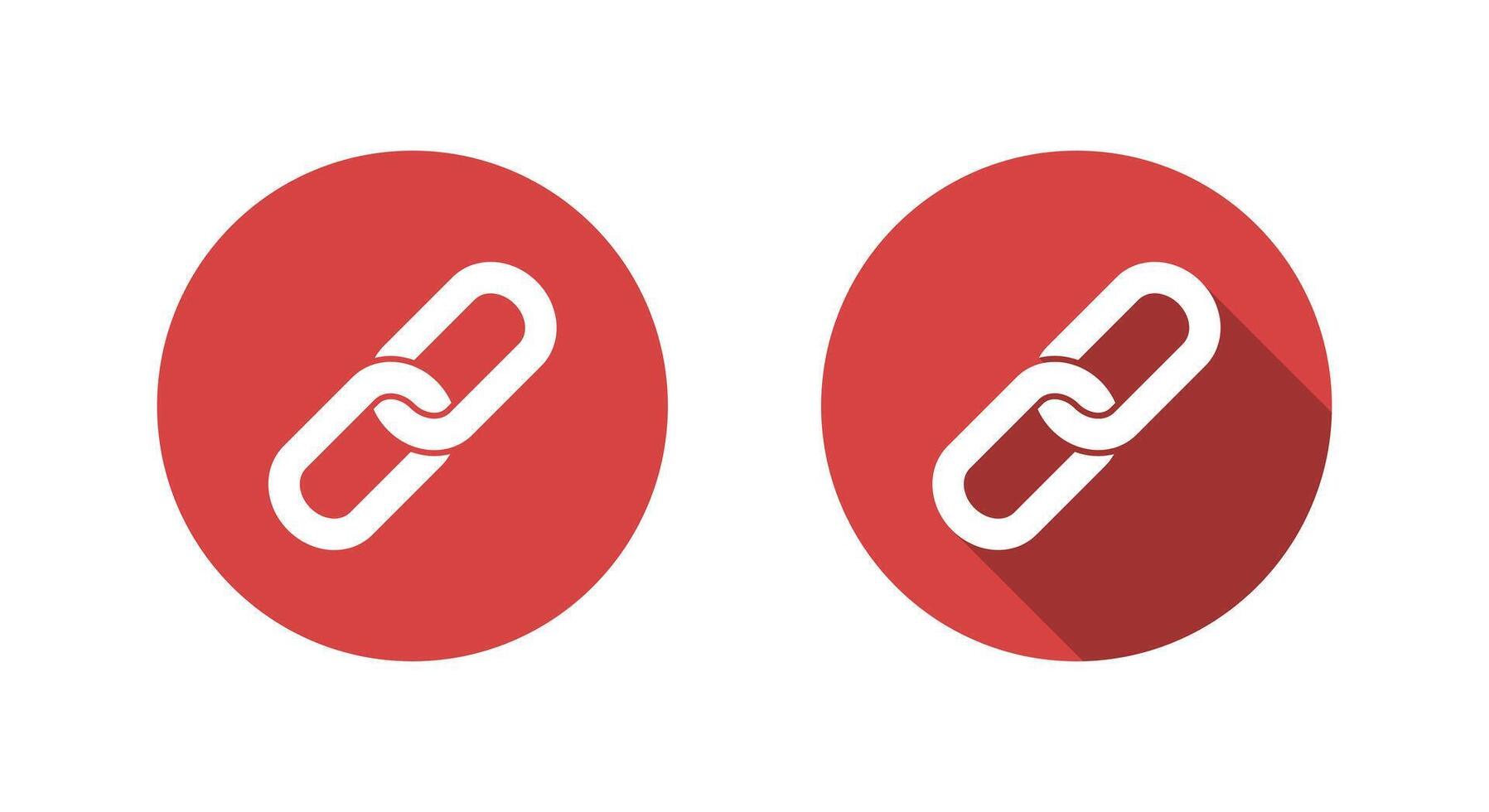 Chain link icon with long shadow. URL connection symbol. Hyperlink attachment sign vector