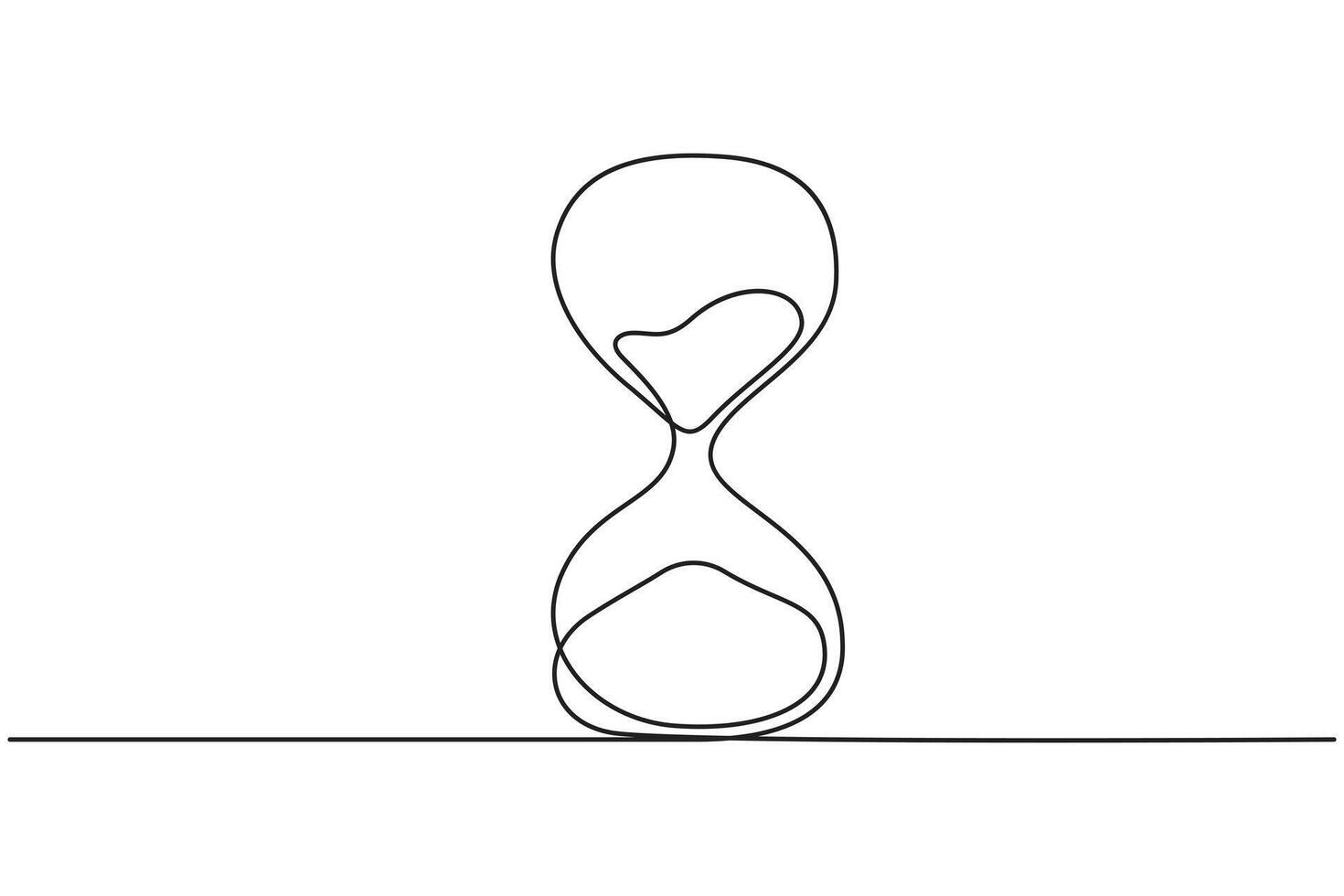 Sand timer hourglass continuous single line minimalist contour vector