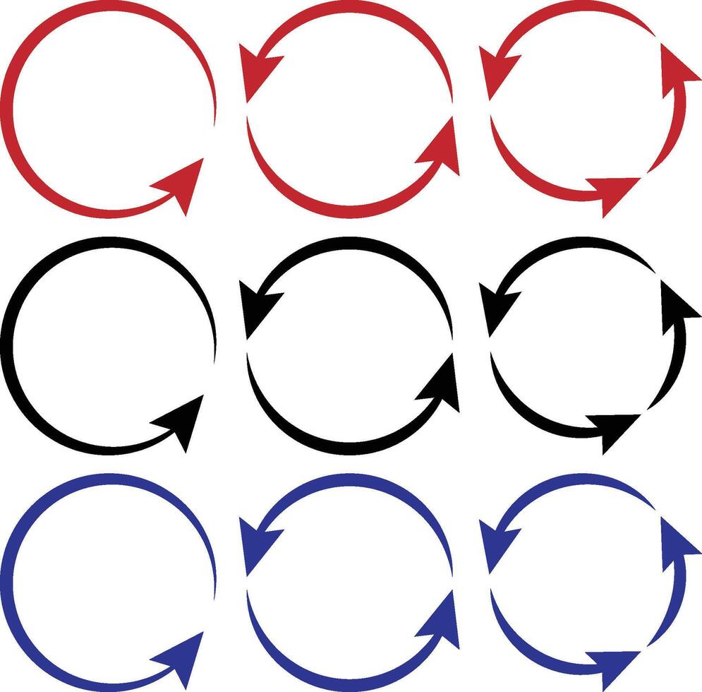 circular flecha lazo conjunto para rotación, ciclo, y proceso conceptos vector