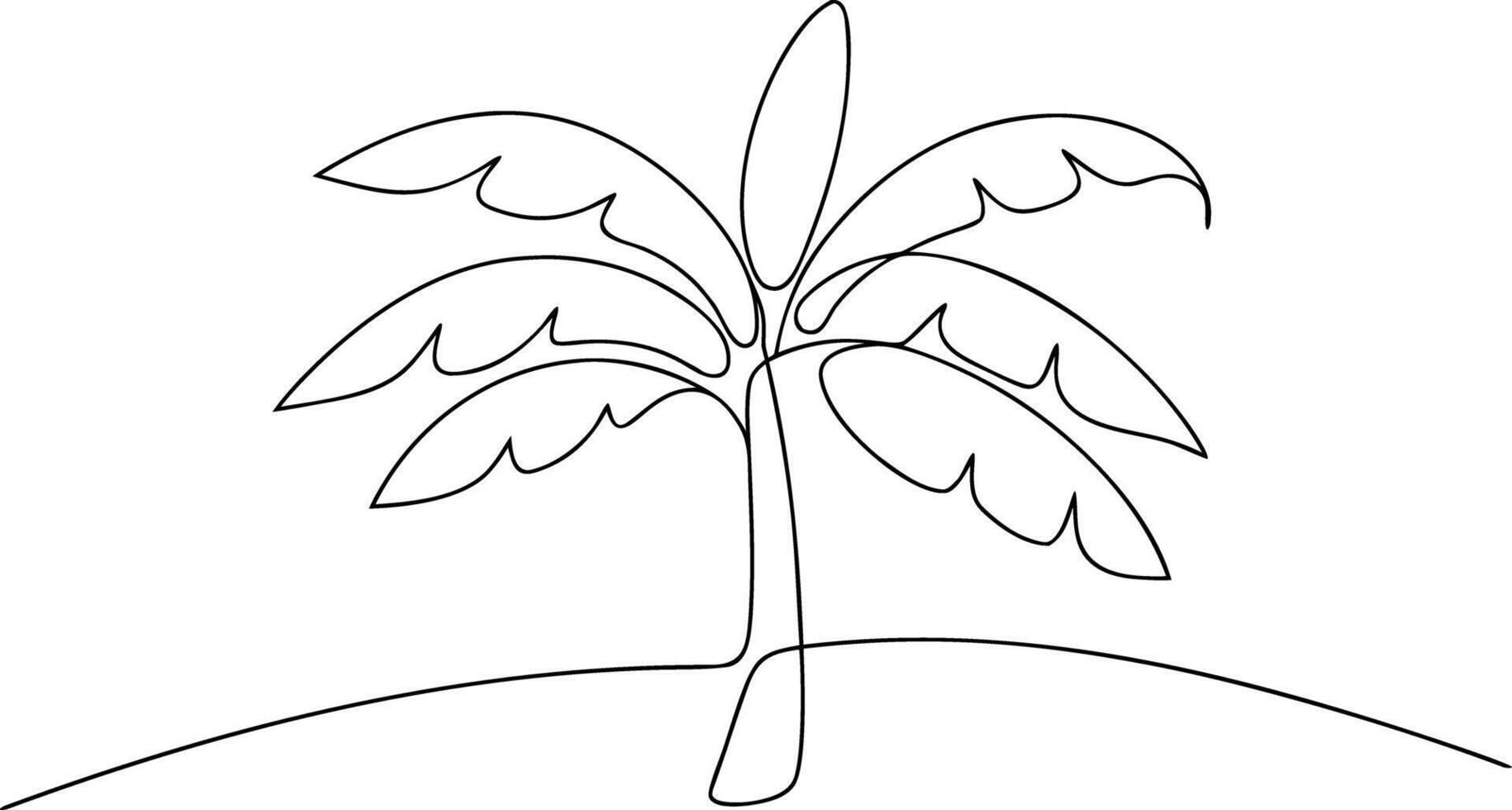 Single line drawing of a palm tree on a hill minimalist vector
