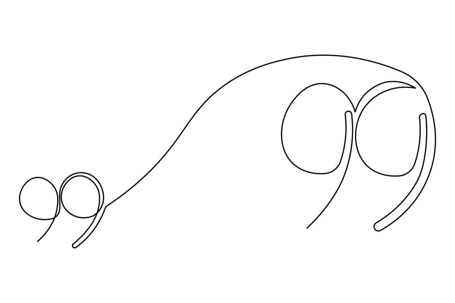 Quote mark simple continuous one line art with modern minimalist outline vector