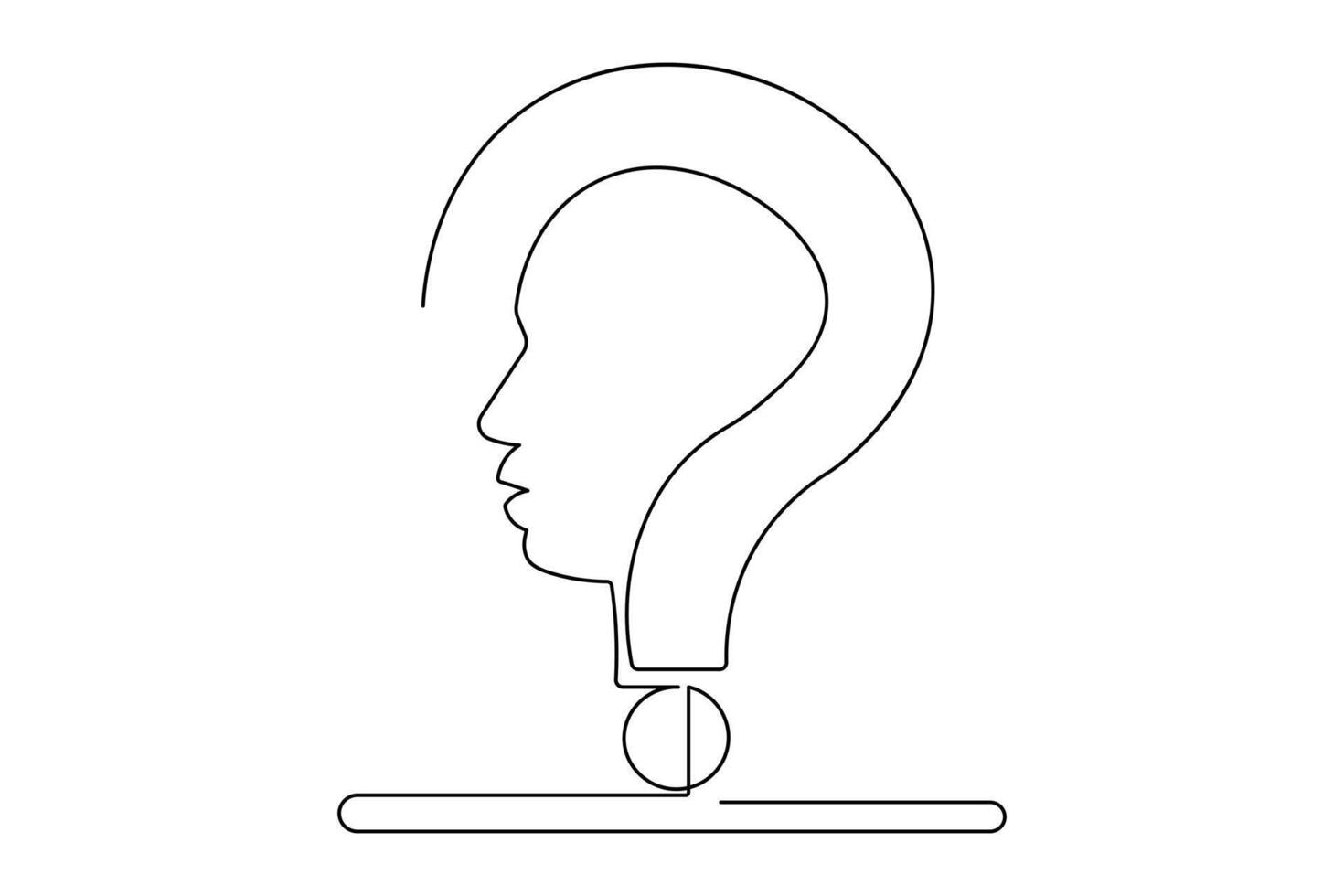 Question mark continuous one line drawing in minimalist isolate outline illustration vector