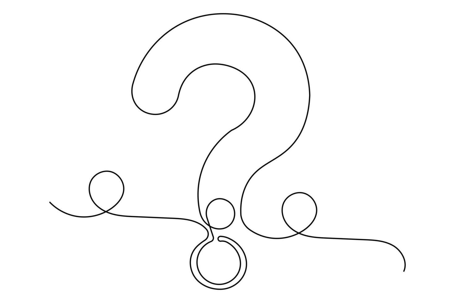 Question mark elegant one line minimalist outline created in simple drawing style vector