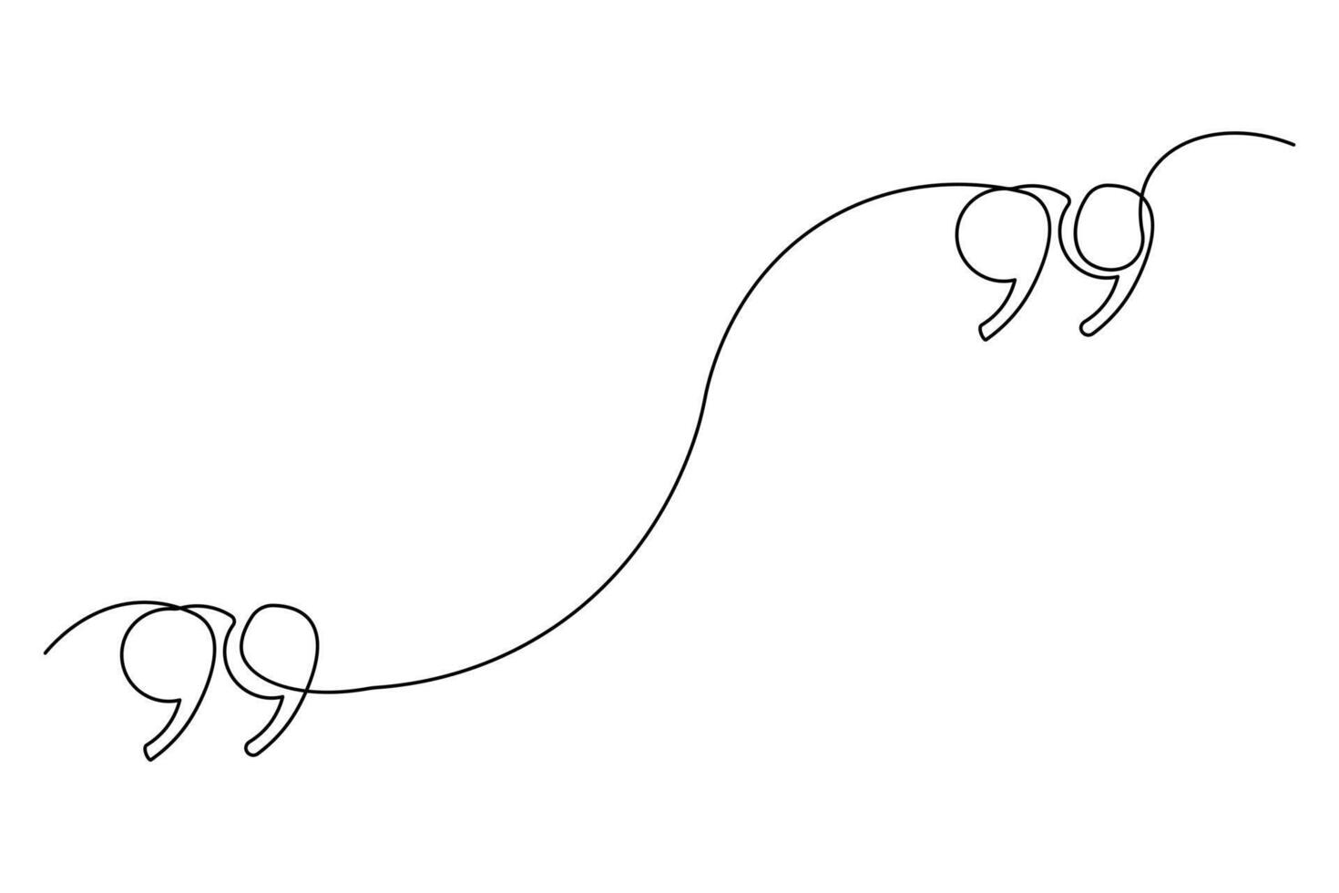 Quote mark continuous outline drawing in stylish minimal one line form vector