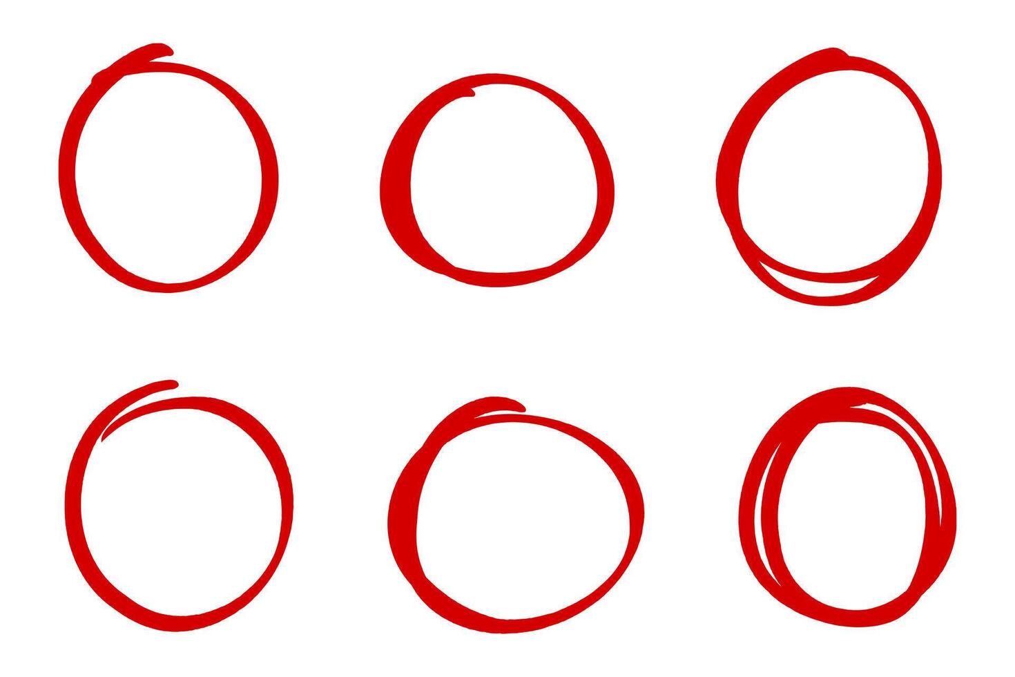 Red circles, Pen highlight drawn on a white background highlighting key points or emphasizing elements in a presentation or document for visual communication vector