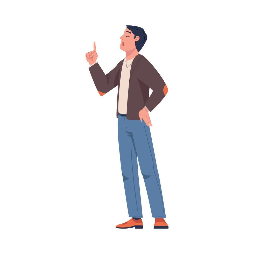 Man Character Finger Pointing Giving Lecture to Somebody and Nagging Illustration vector