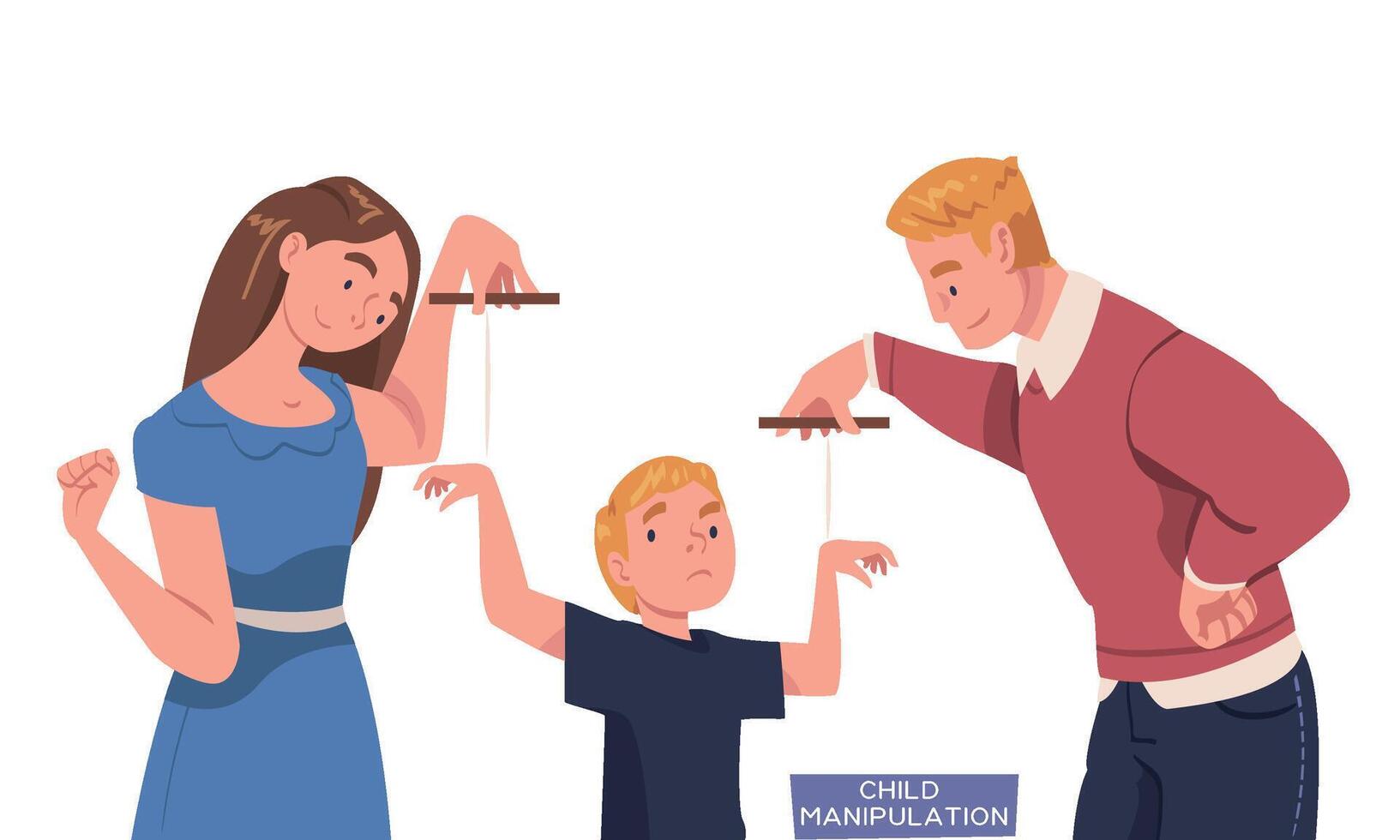 Parents manipulating their child illustration vector