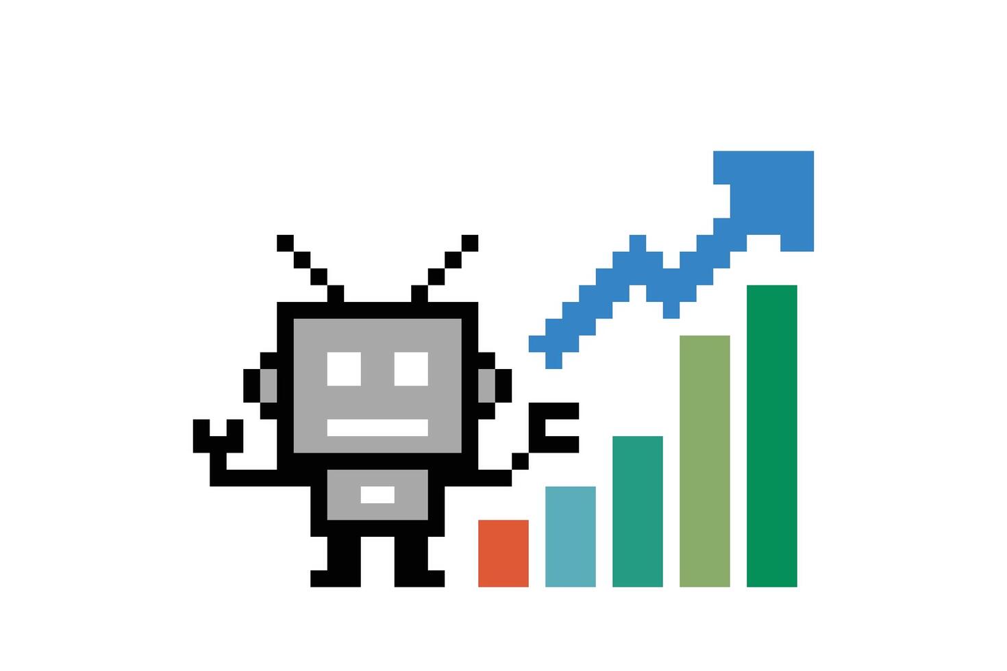 Cartoon cute business robot graph ai robotic concept engineer design. vector