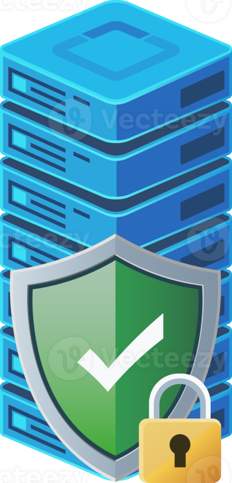 Secure Data Server Protection with Shield and Lock Icon png