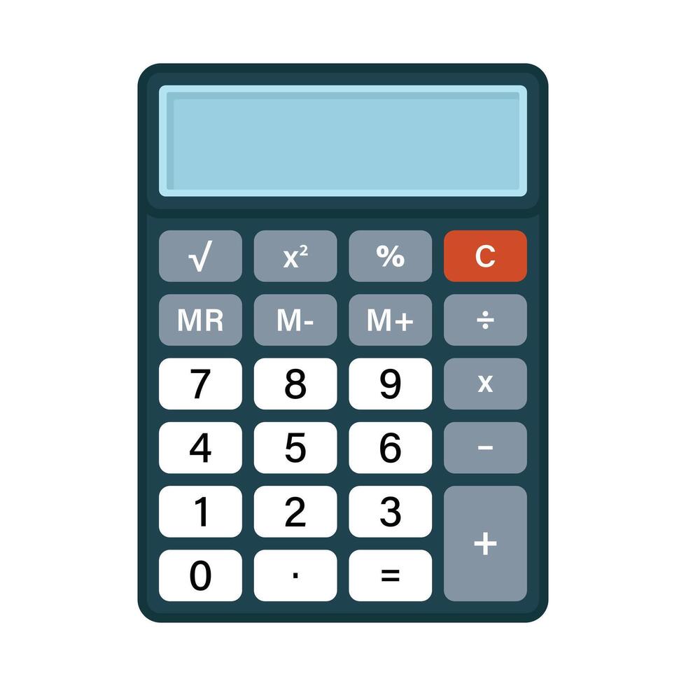 Digital calculator illustration, clean flat design. essential for finance, accounting, business, education, mathematics. perfect tool for calculations, budgeting, tax, and arithmetic. vector
