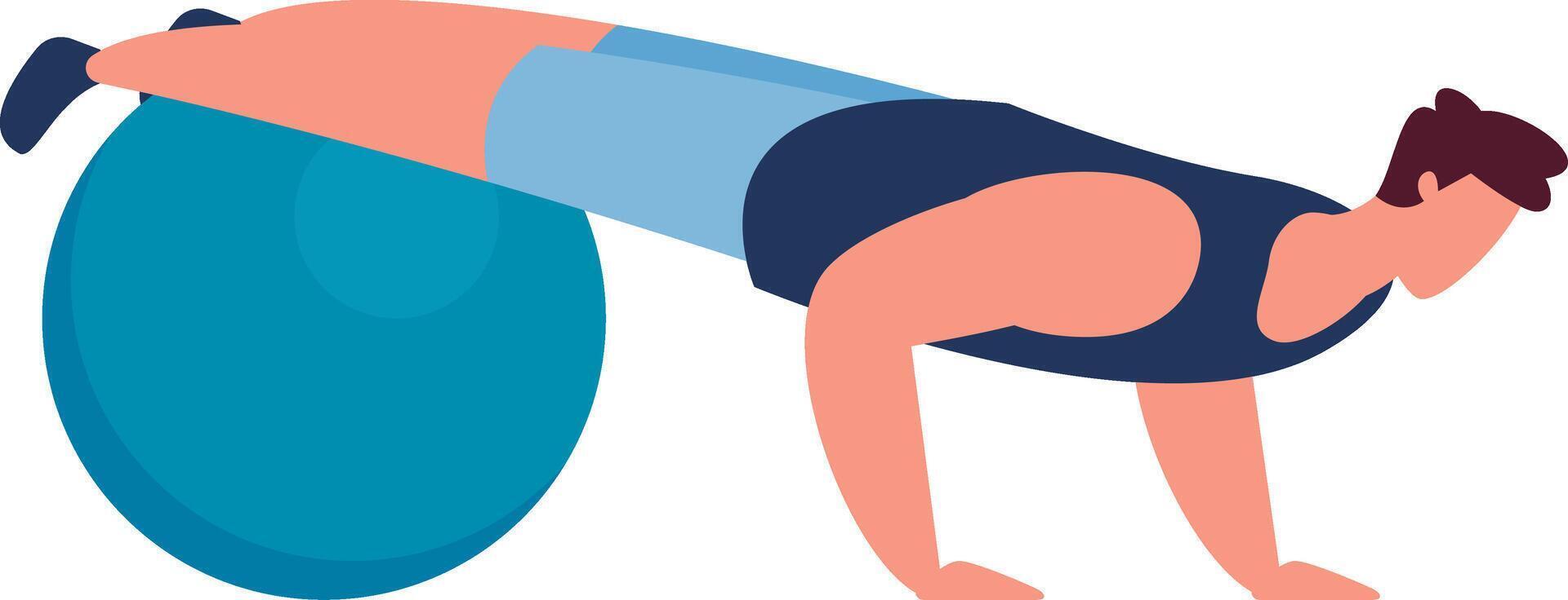 Man exercising core strength with stability ball vector