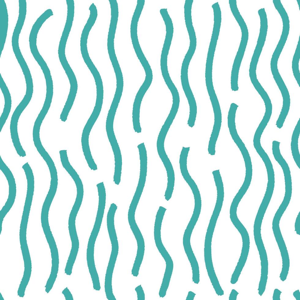 Teal wavy lines creating abstract seamless pattern background vector