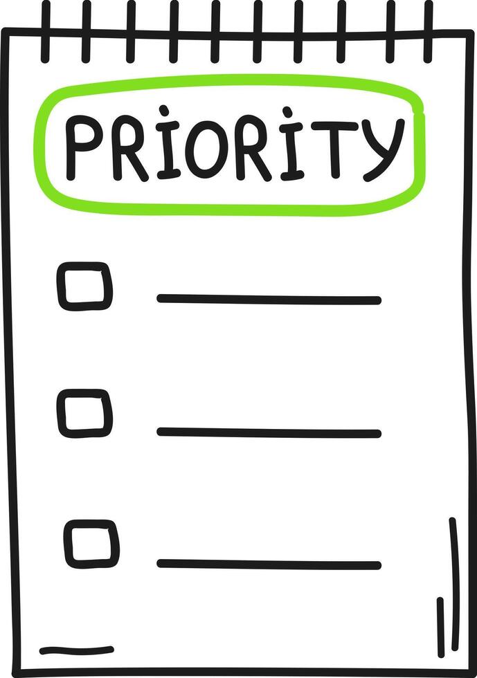 Priority to do list on a notebook page vector