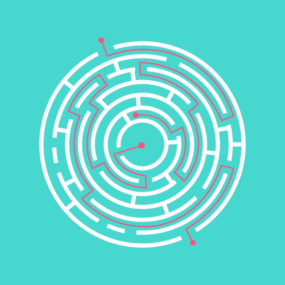 Circular maze path finding problem solving solution vector