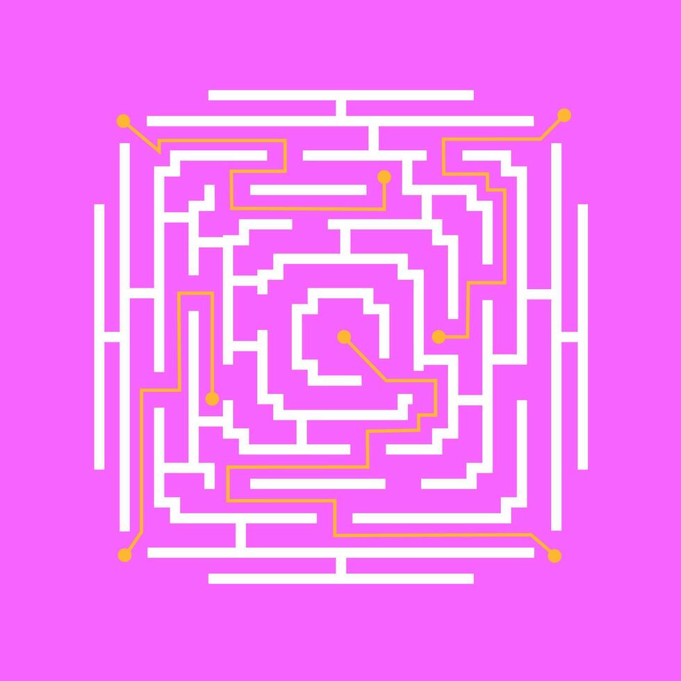 hallazgo solución conectando puntos en píxel laberinto vector