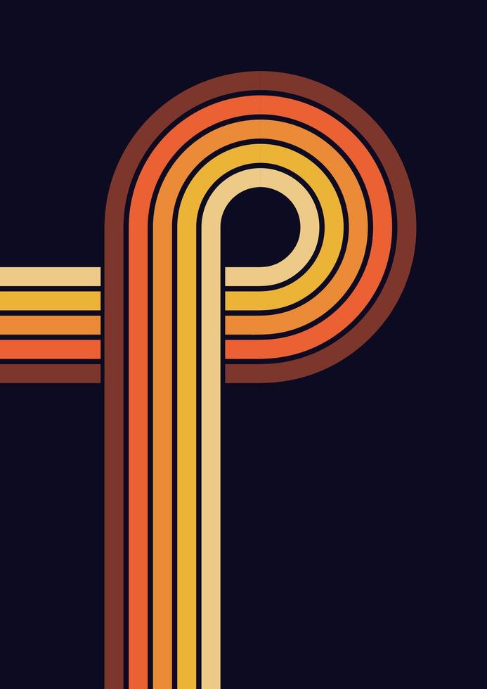 Retro striped curve pattern forming abstract shape vector