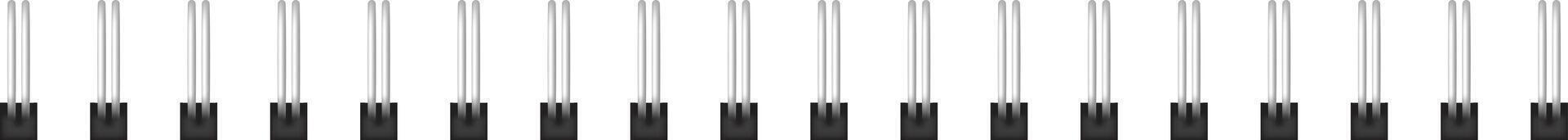 Electronic two pin components arranged in a row vector