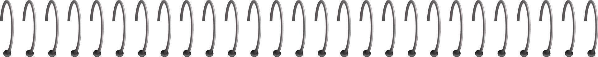 Spiral binding rings creating repeating pattern vector