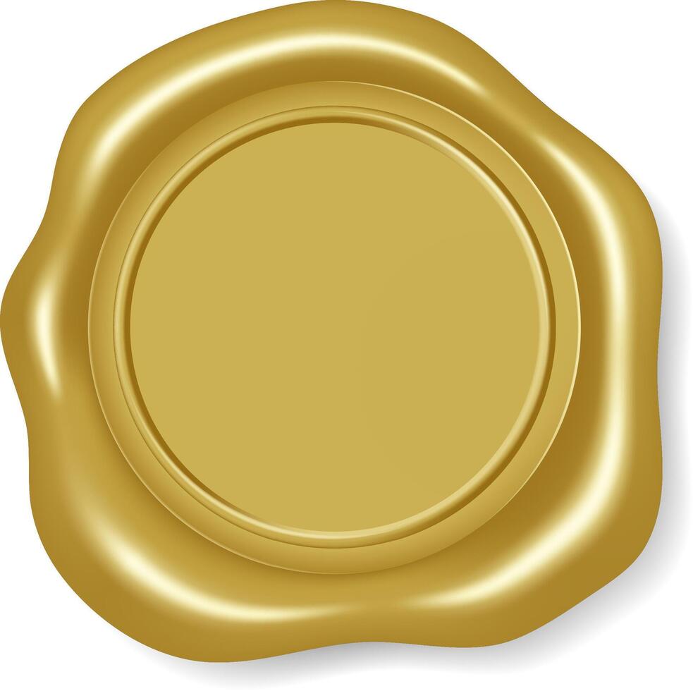 Golden wax seal illustration with empty space vector