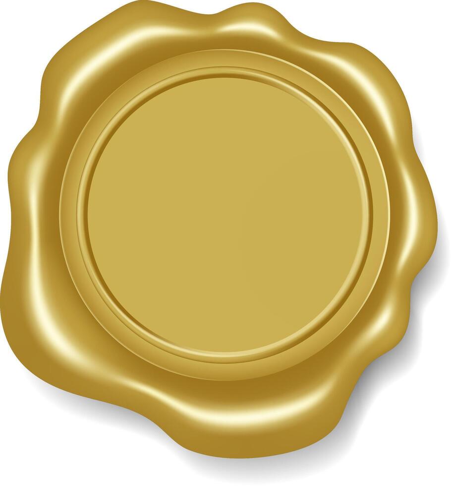 Gold wax seal creating a blank certificate element vector