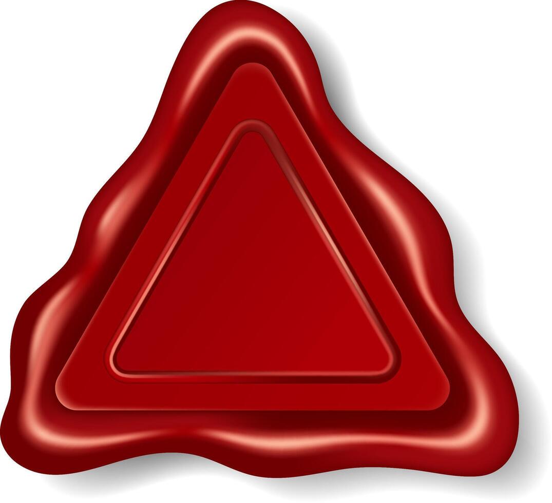 Red wax seal showing a blank triangular shape vector