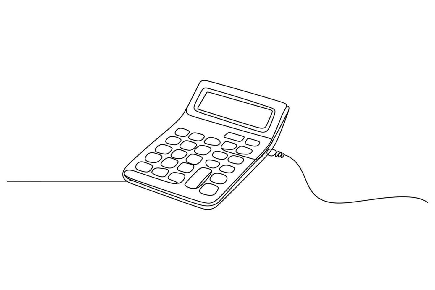 Minimalist line art illustration of a scientific calculator with a wire extending to the left vector