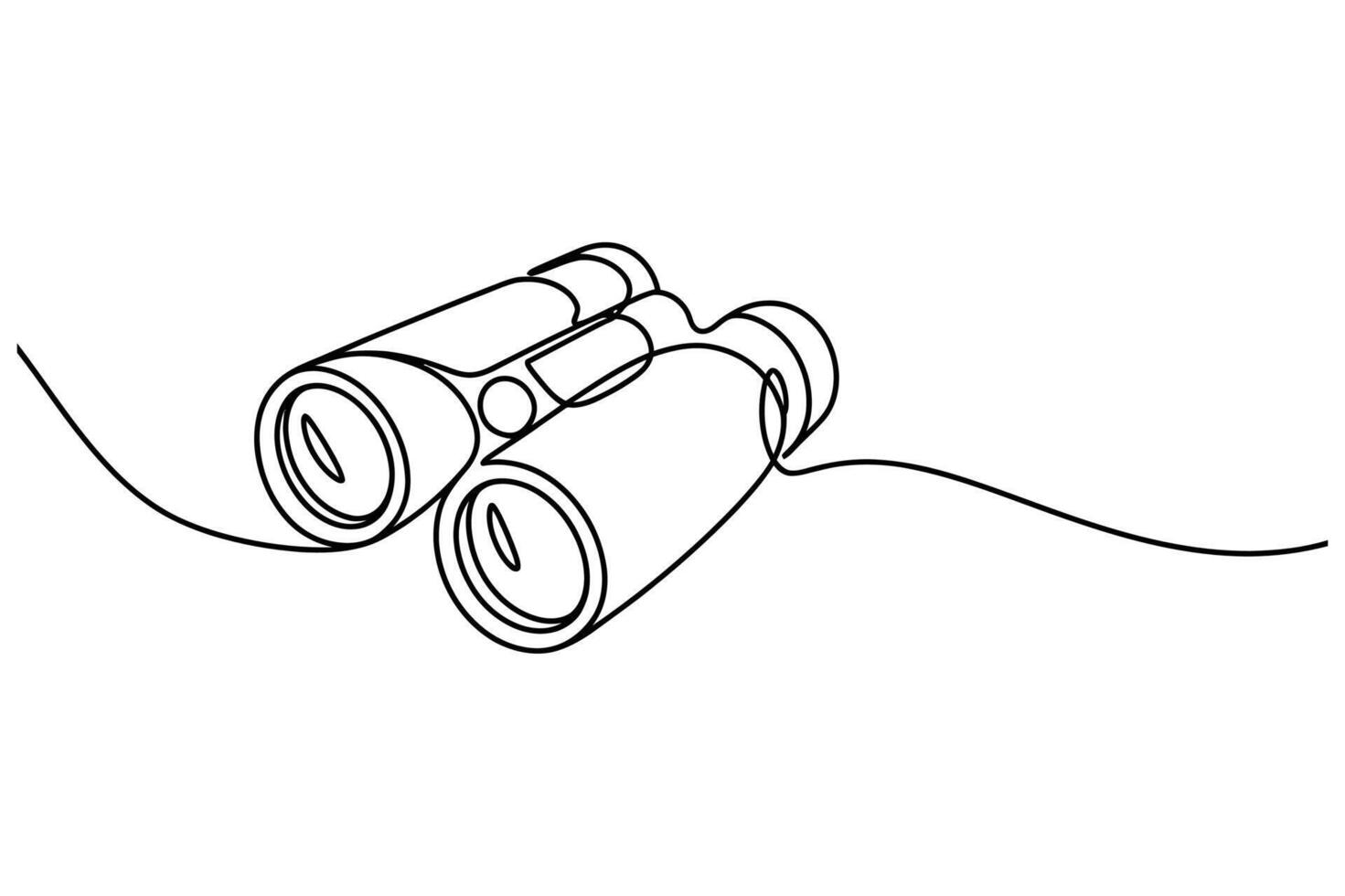 Minimalist line art illustration of binoculars symbolizing observation and exploration with a clean white background vector