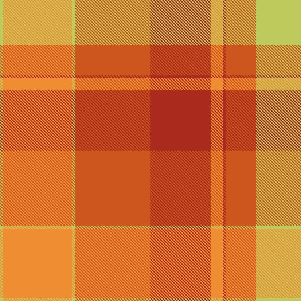 Warm plaid pattern with intersecting lines in orange, yellow, and brown. Ideal for backgrounds, textiles, or representing tradition and comfort. vector